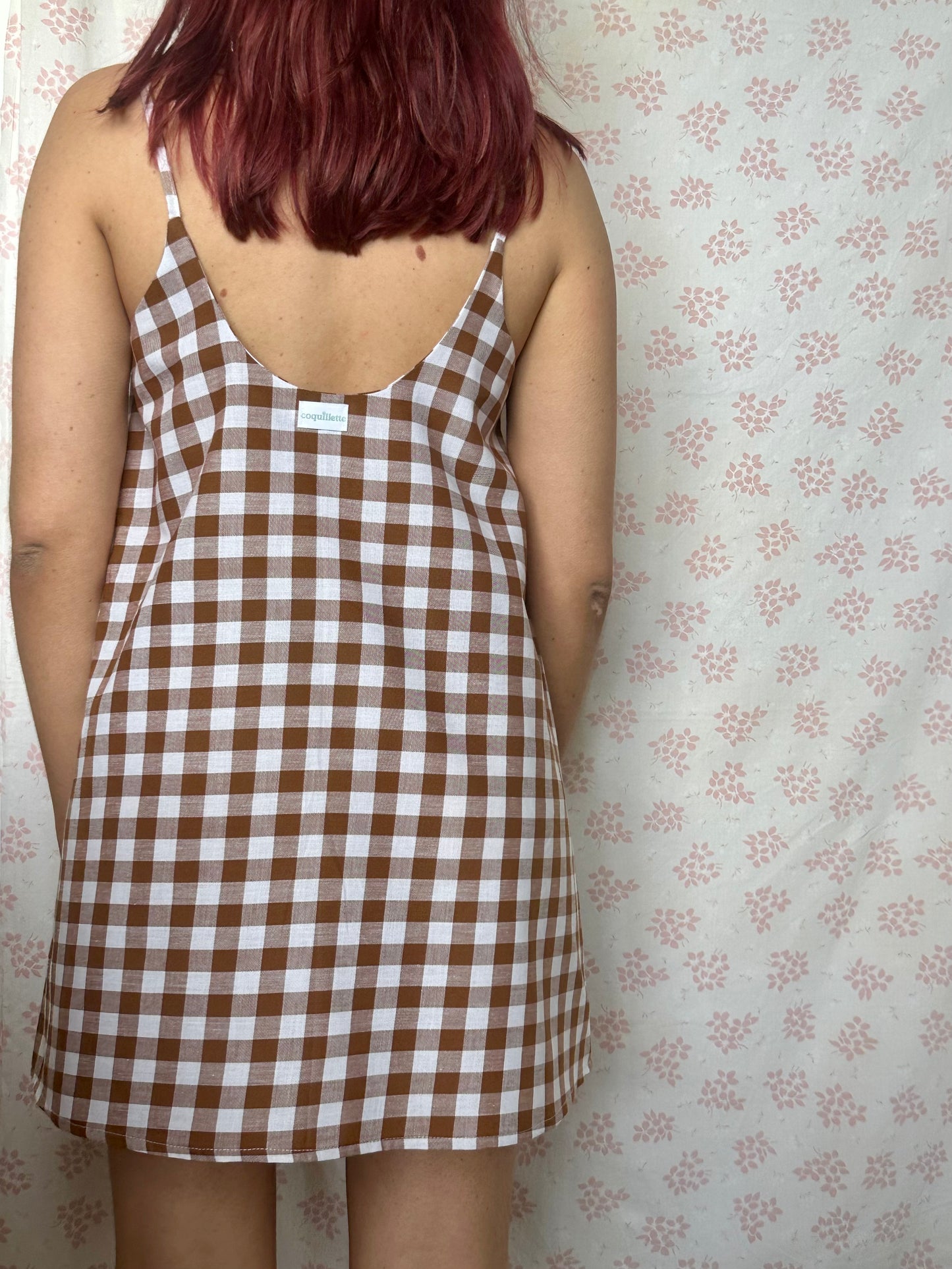 Robe Bretelle Vichy Marron