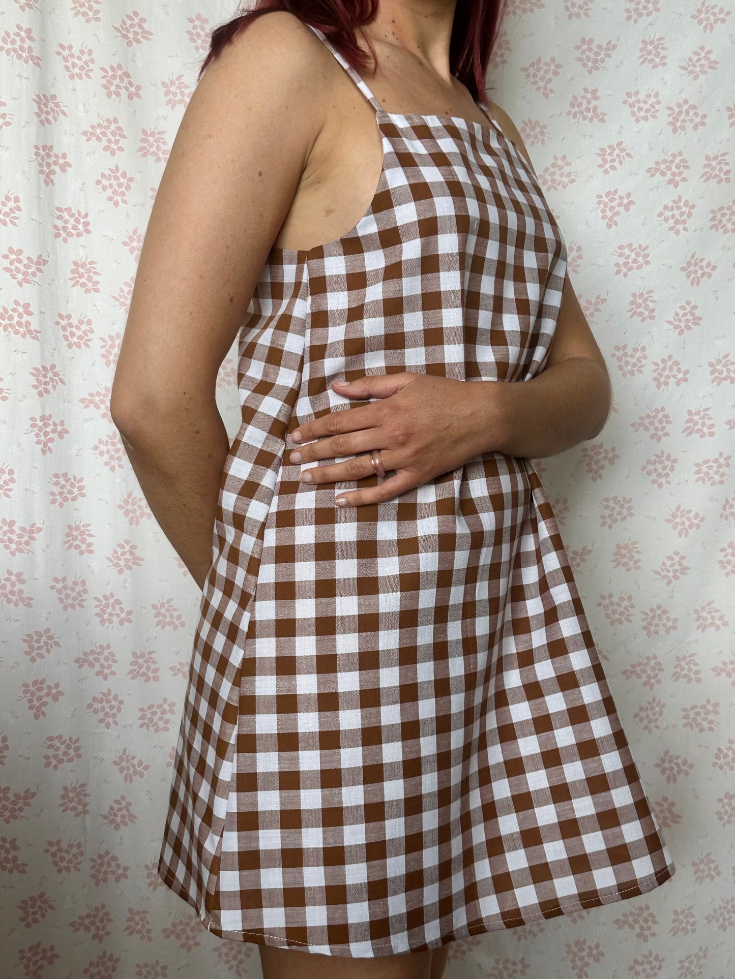Robe Bretelle Vichy Marron