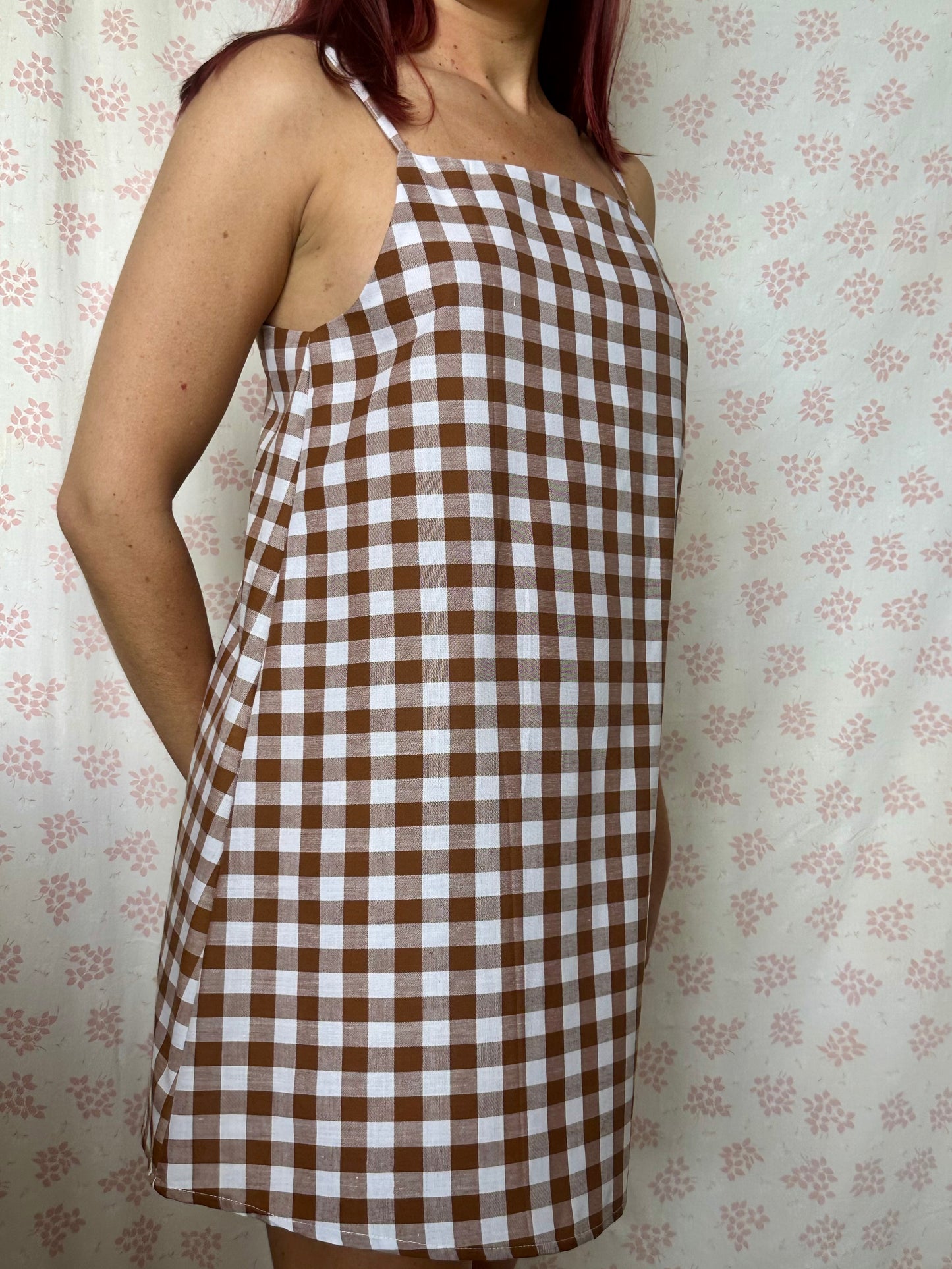 Robe Bretelle Vichy Marron
