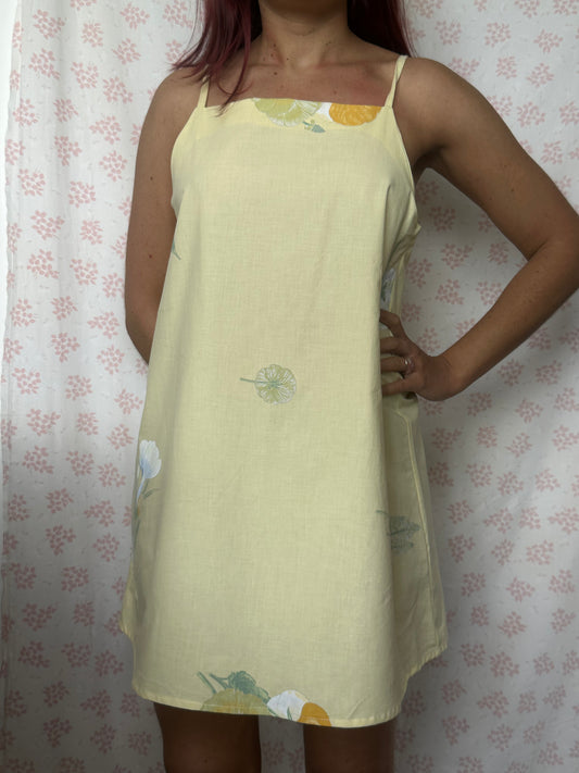 Robe Bretelle Jaune Fleurs