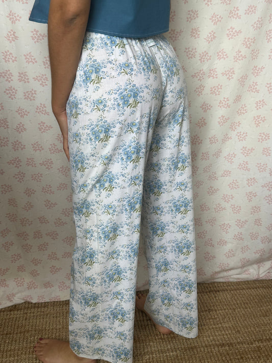 Pantalon Fleurs Bleu