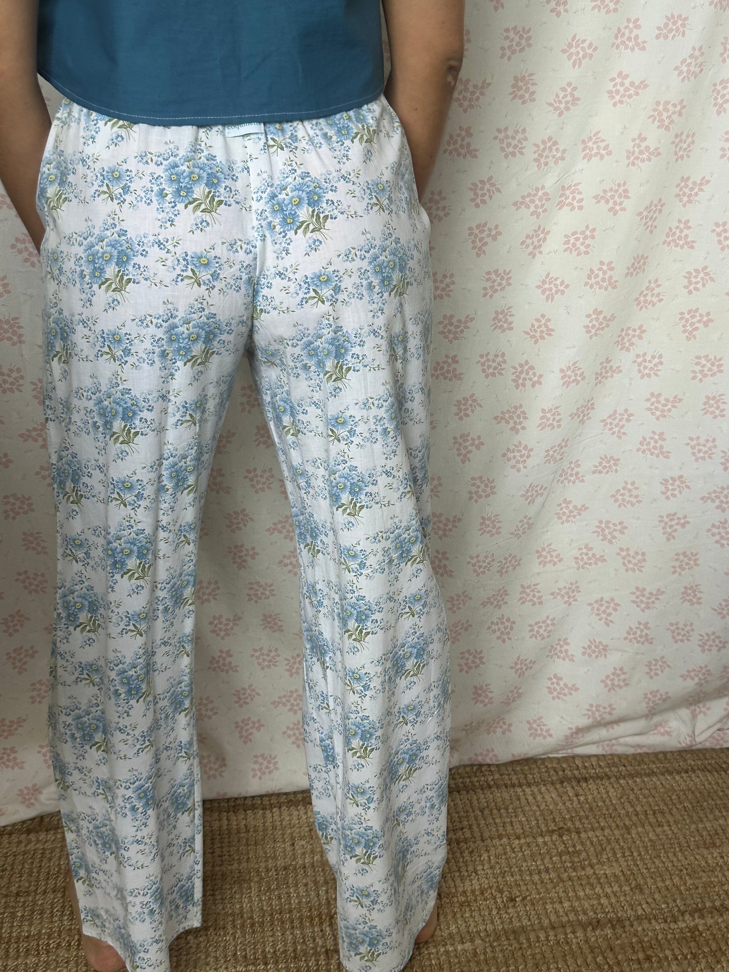 Pantalon Fleurs Bleu