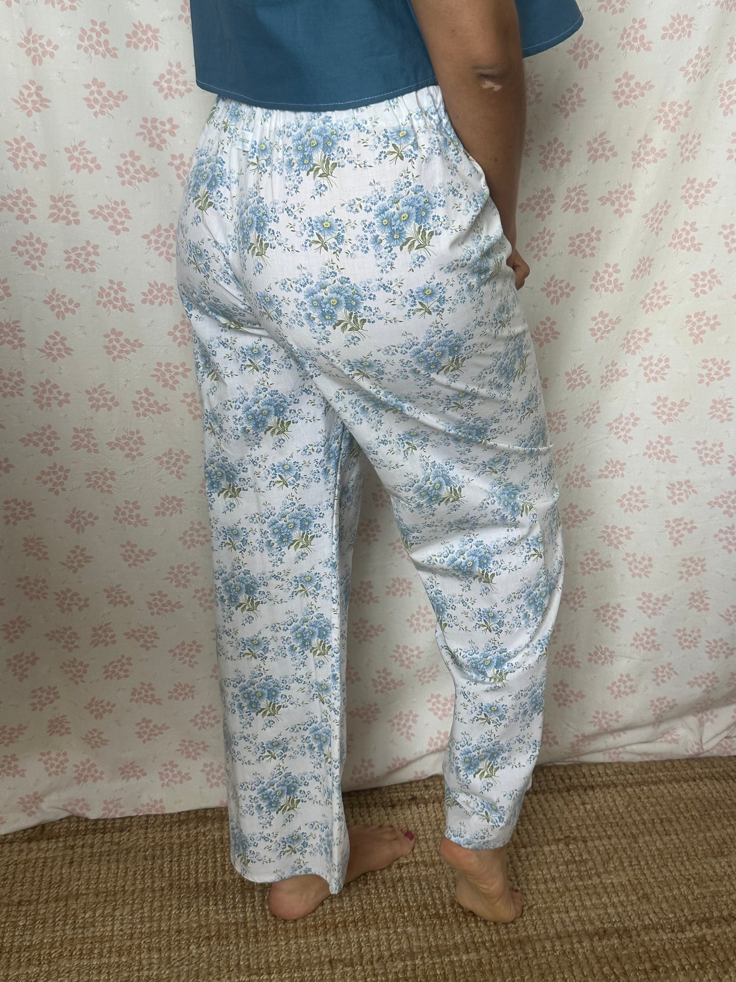 Pantalon Fleurs Bleu