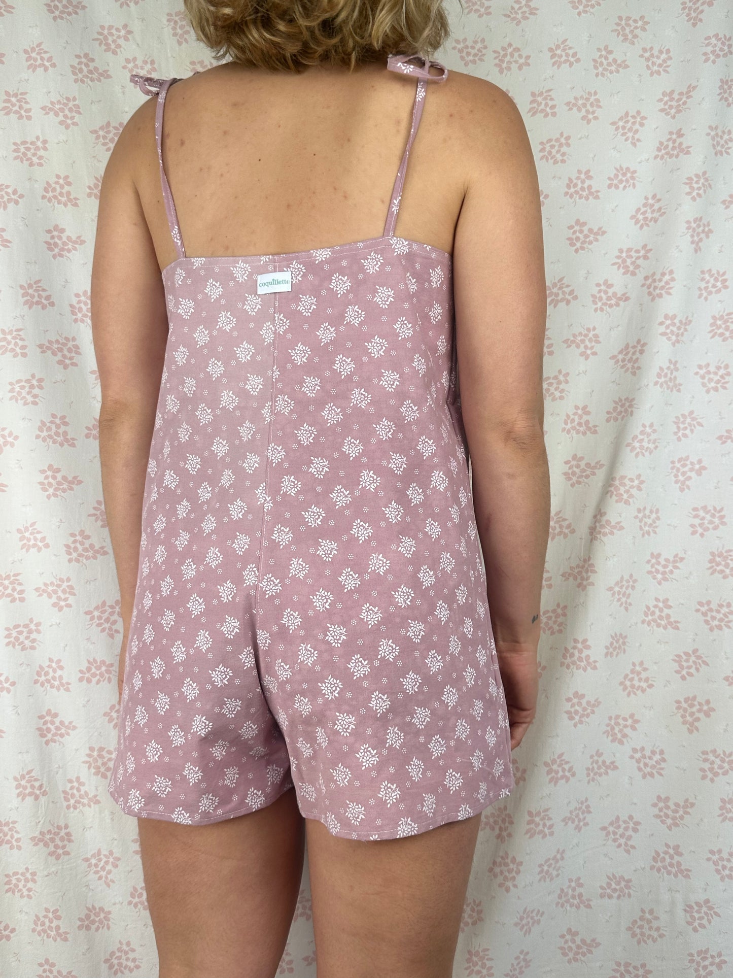 Combishort Vieux Rose Fleurs