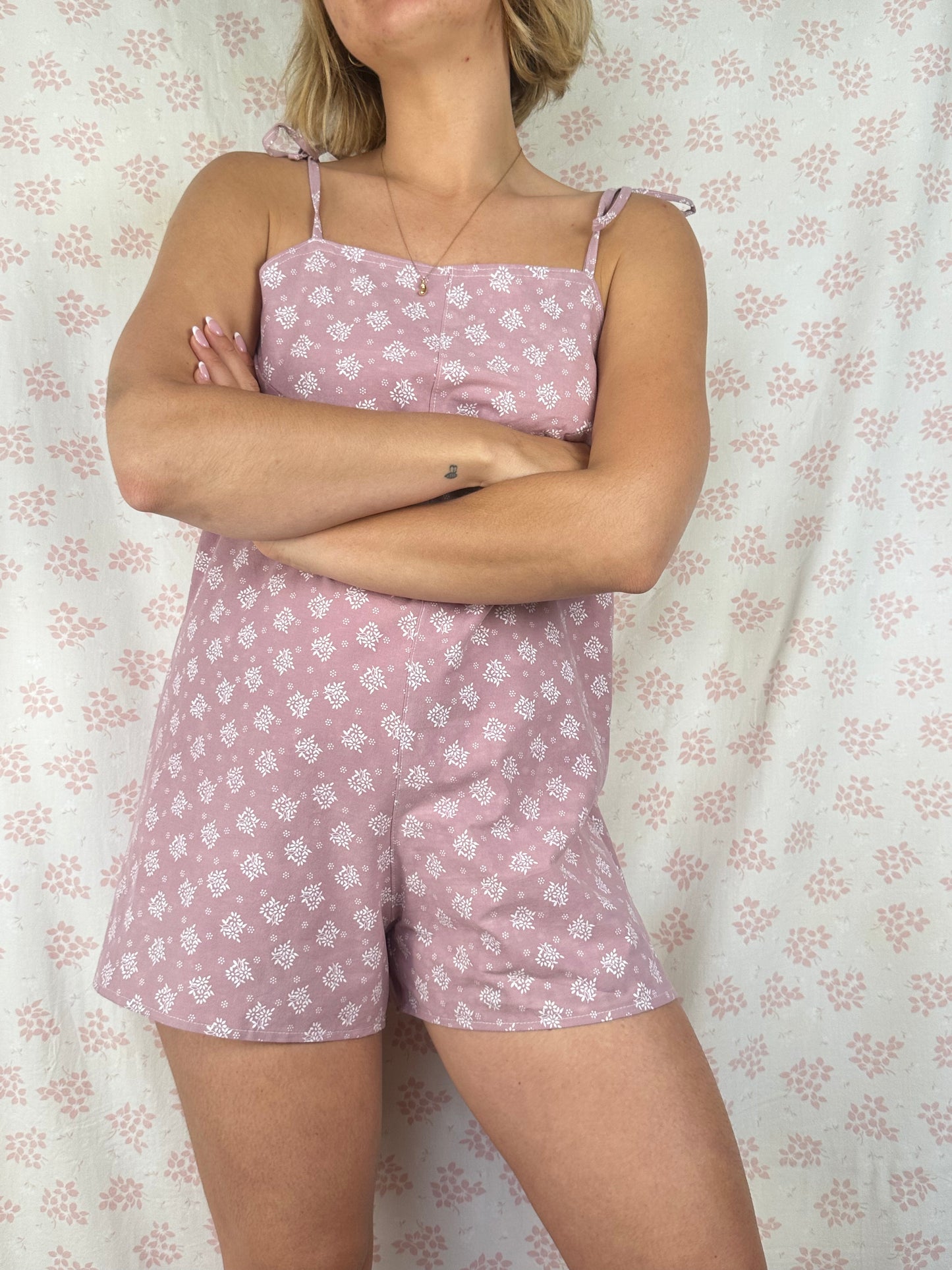 Combishort Vieux Rose Fleurs