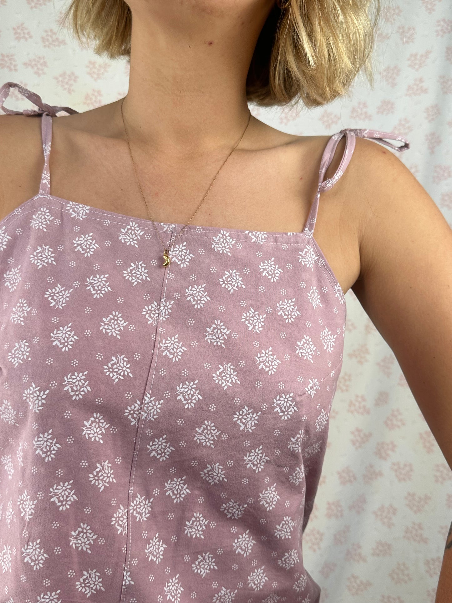 Combishort Vieux Rose Fleurs