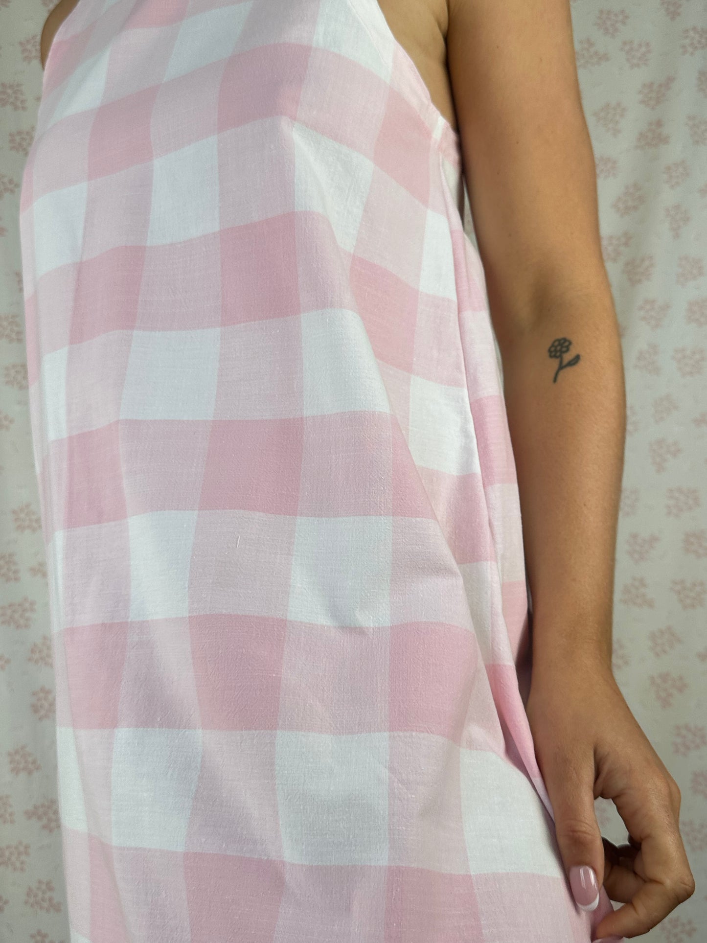 Robe Col Vichy Rose