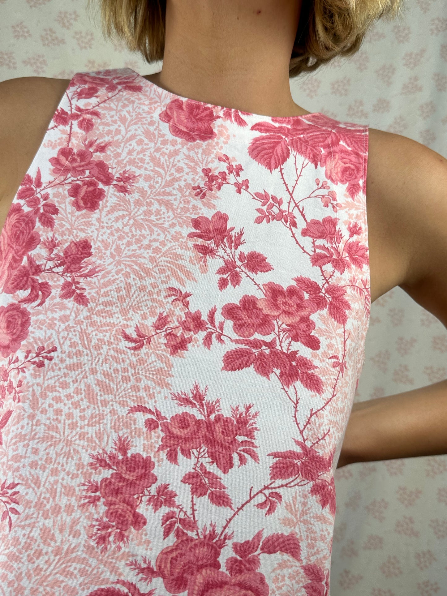 Robe Col Fleurs Rose