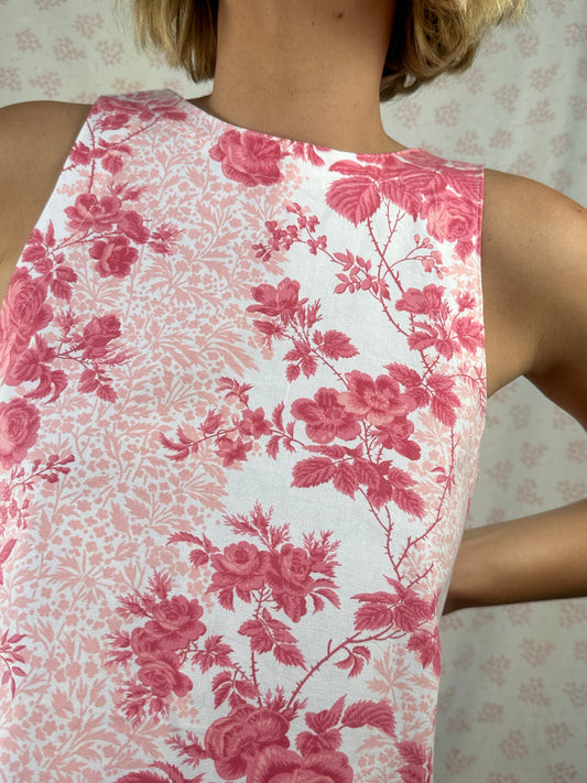 Robe Col Fleurs Rose