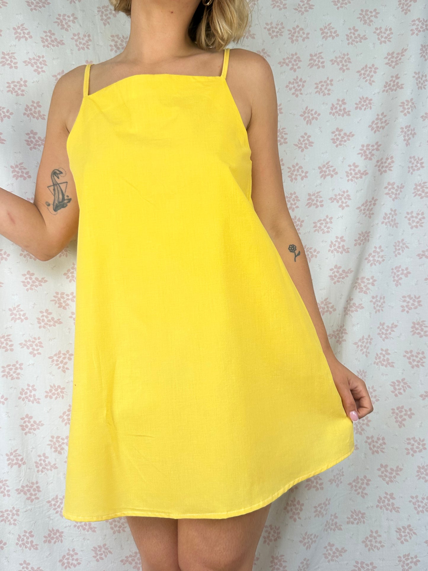 Robe Bretelle Uni Jaune