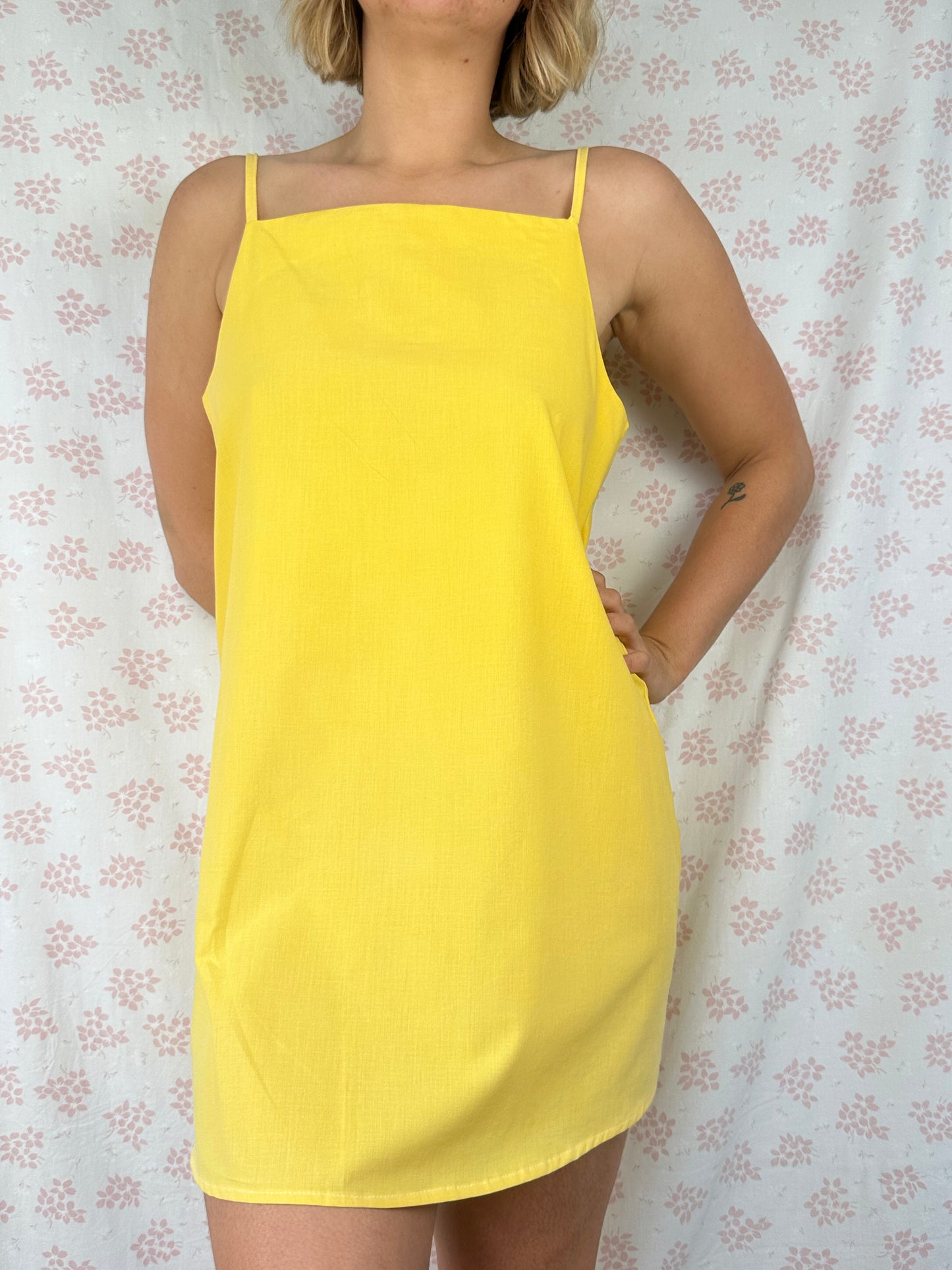 Robe Bretelle Uni Jaune