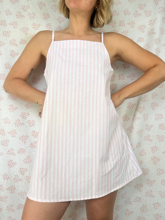 Robe Bretelle Rayé Rose