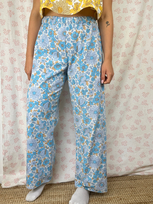 Pantalon Fleurs Bleu