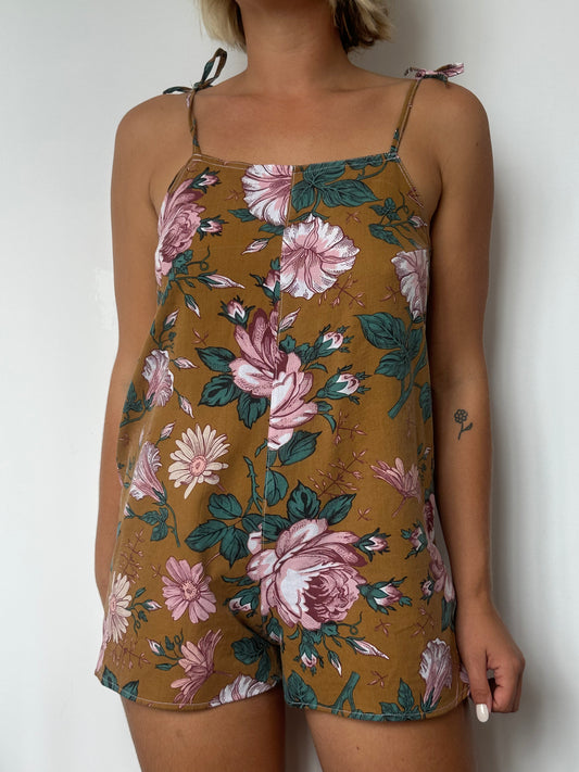 Combishort Marron Fleurs