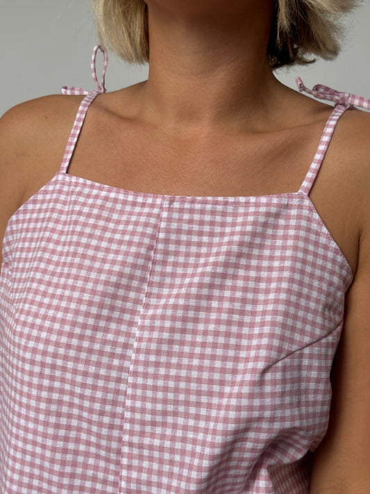 Combishort Vichy Vieux Rose