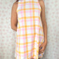 Robe Col Carreaux Orange et Rose