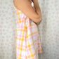 Robe Col Carreaux Orange et Rose
