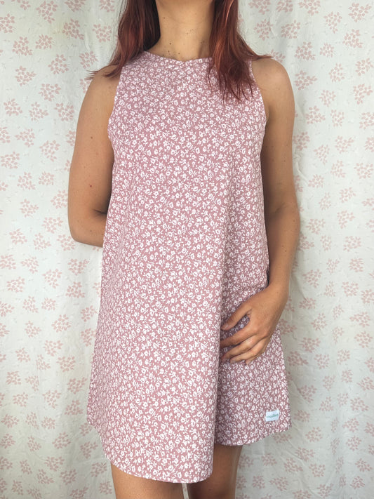 Robe Col Fleurs Rose