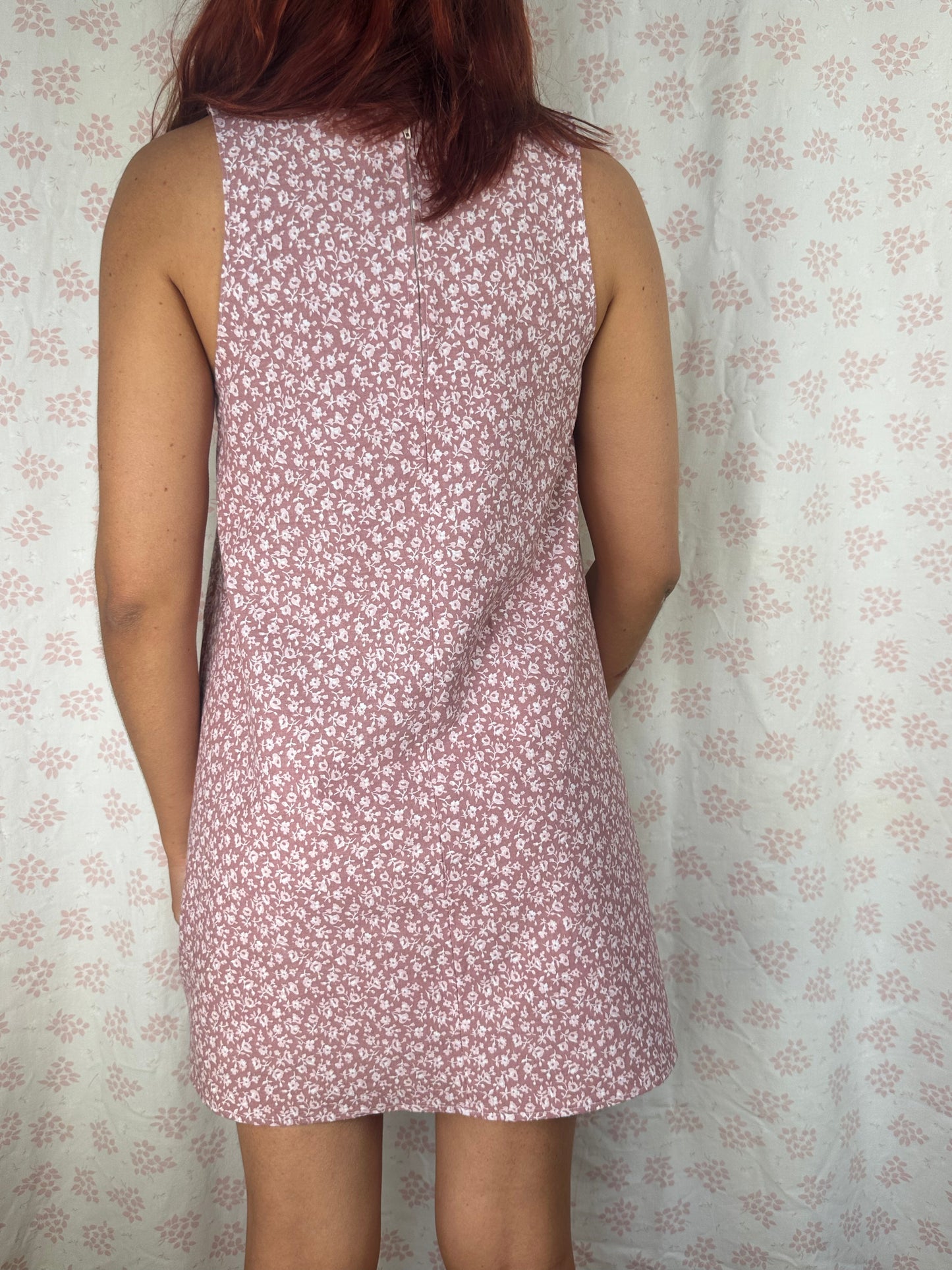 Robe Col Fleurs Rose