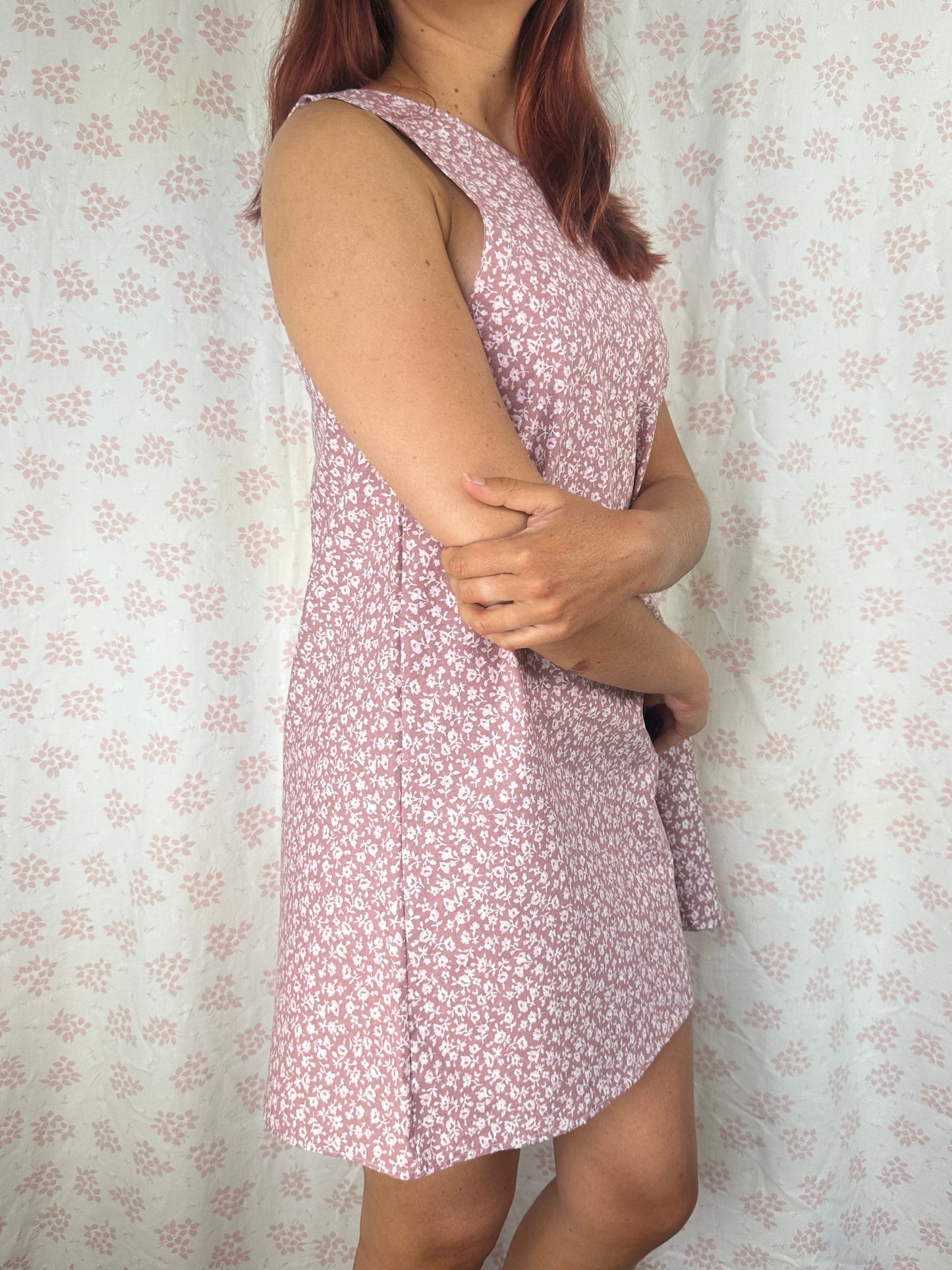 Robe Col Fleurs Rose