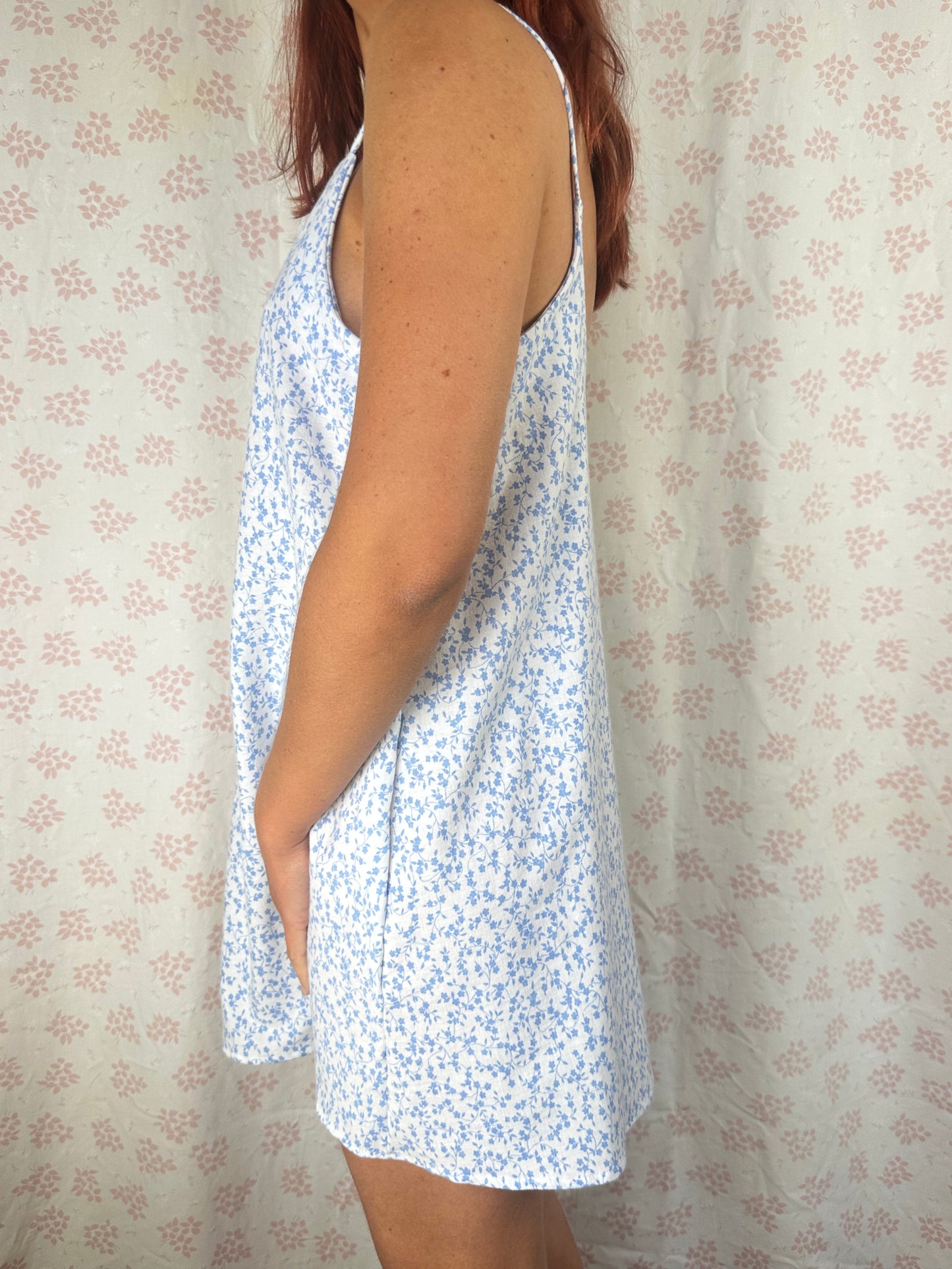 Robe Bretelle Fleurs bleu