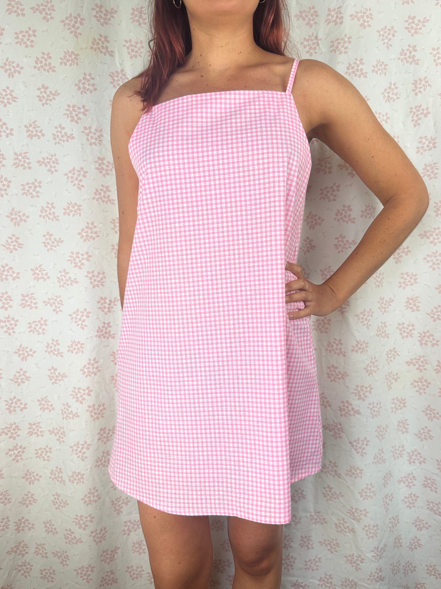Robe Bretelle Vichy Rose