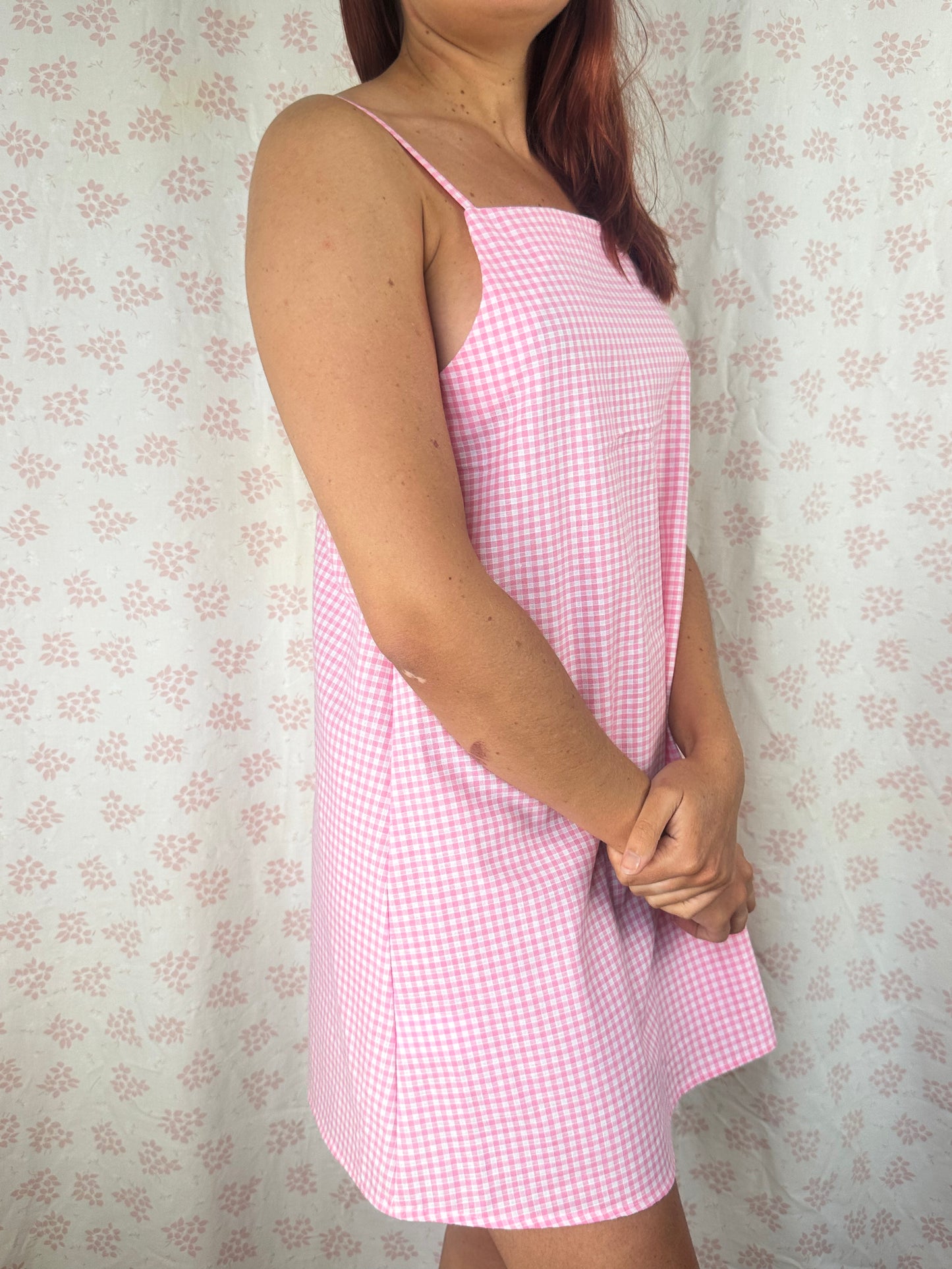Robe Bretelle Vichy Rose