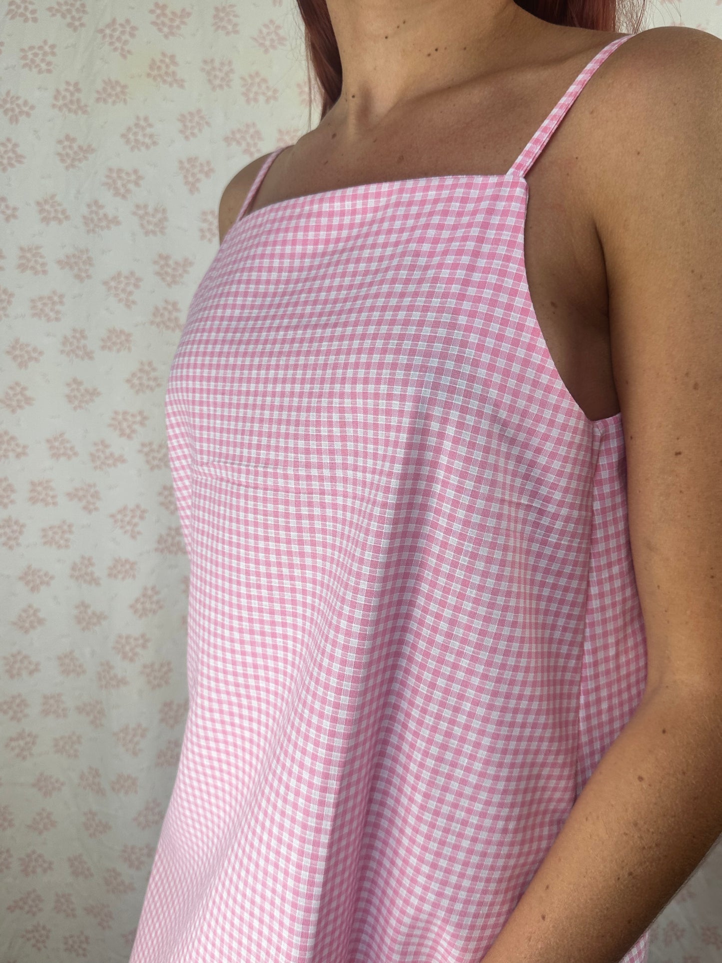 Robe Bretelle Vichy Rose