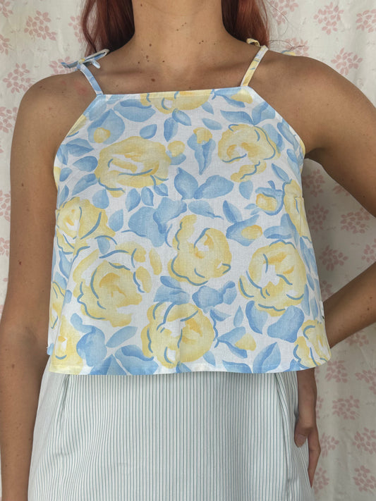 Top Fleurs Bleu et Jaune