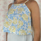 Top Fleurs Bleu et Jaune