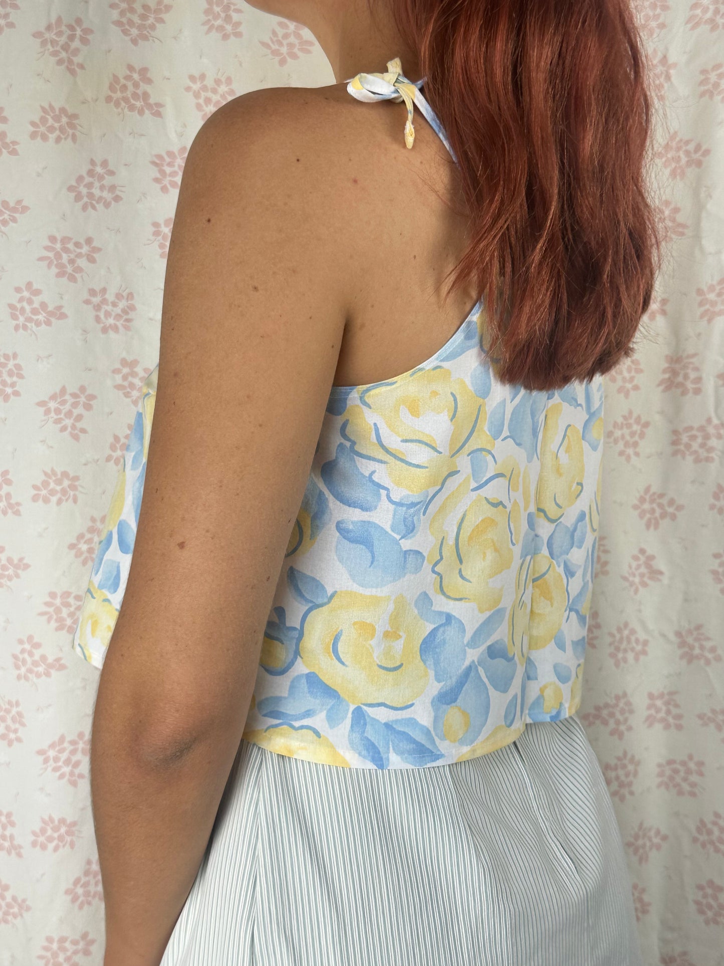 Top Fleurs Bleu et Jaune