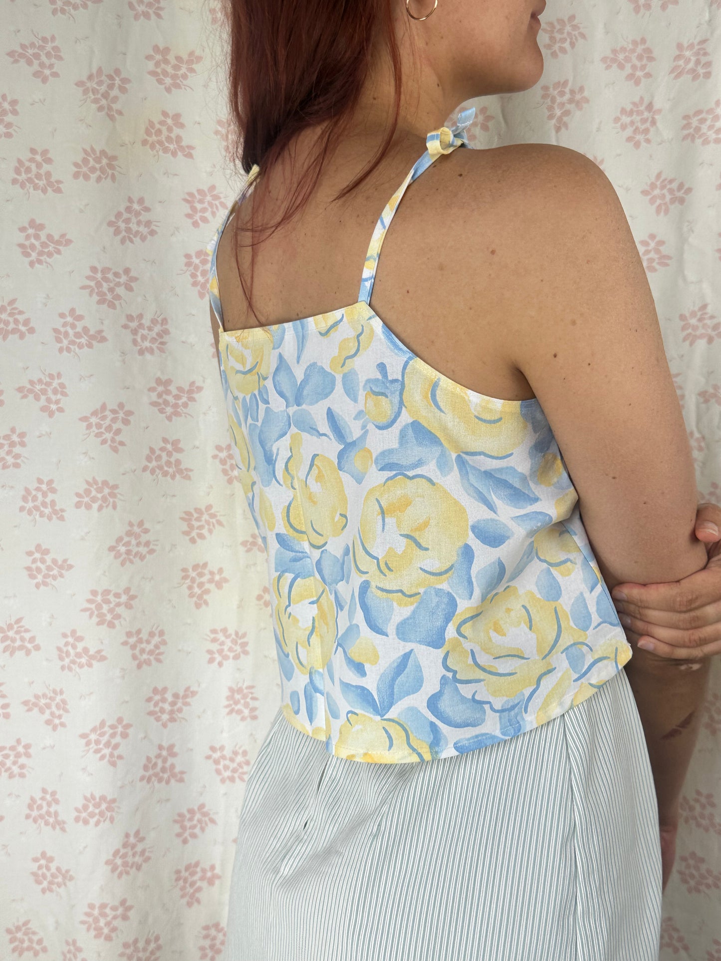 Top Fleurs Bleu et Jaune