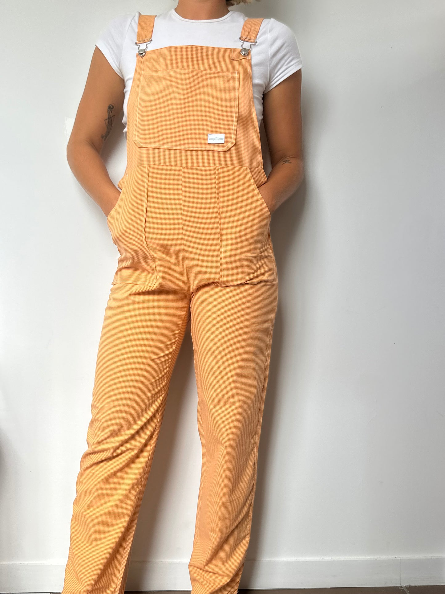 Salopette Vichy Orange Jaune