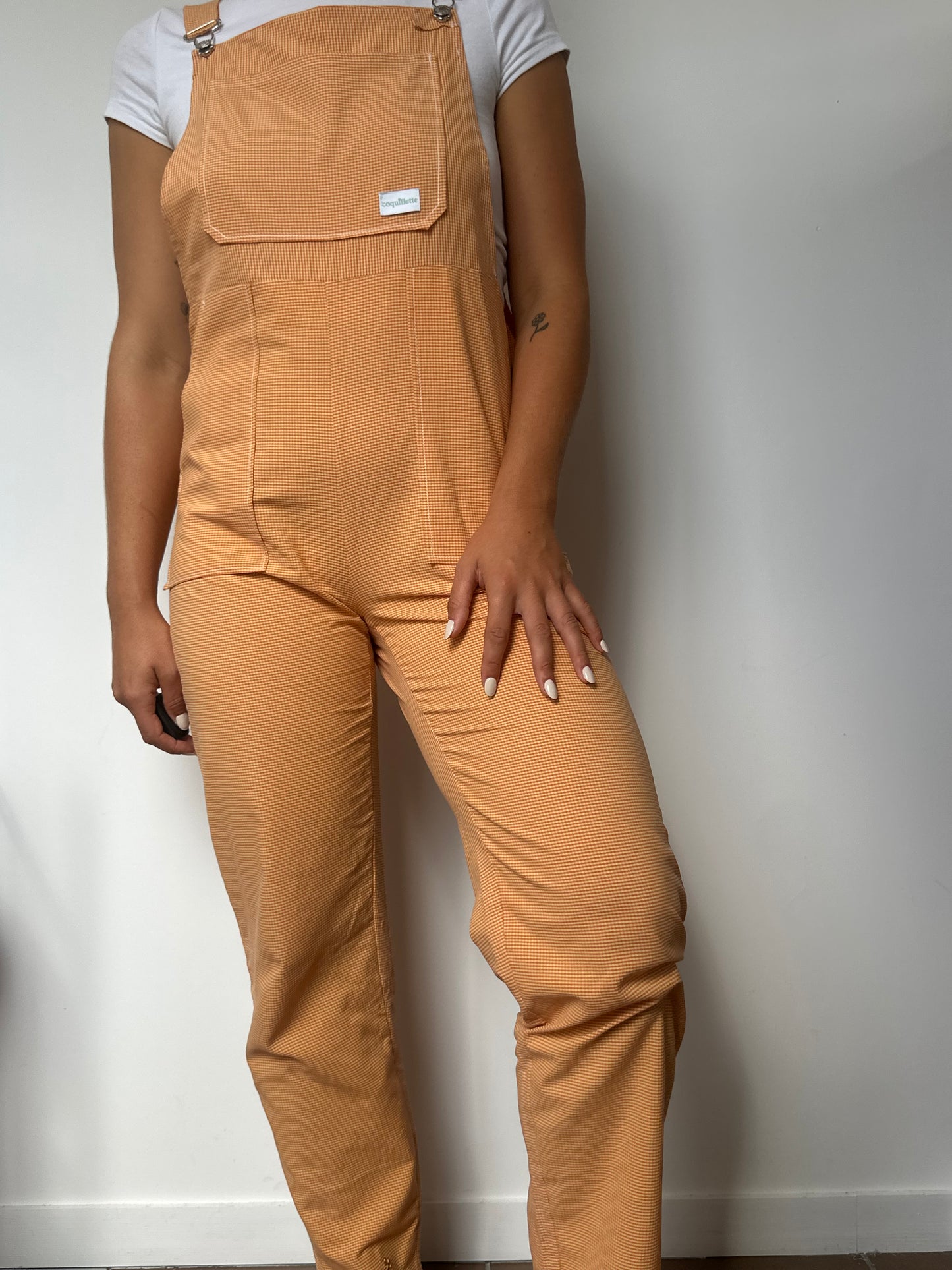 Salopette Vichy Orange Jaune