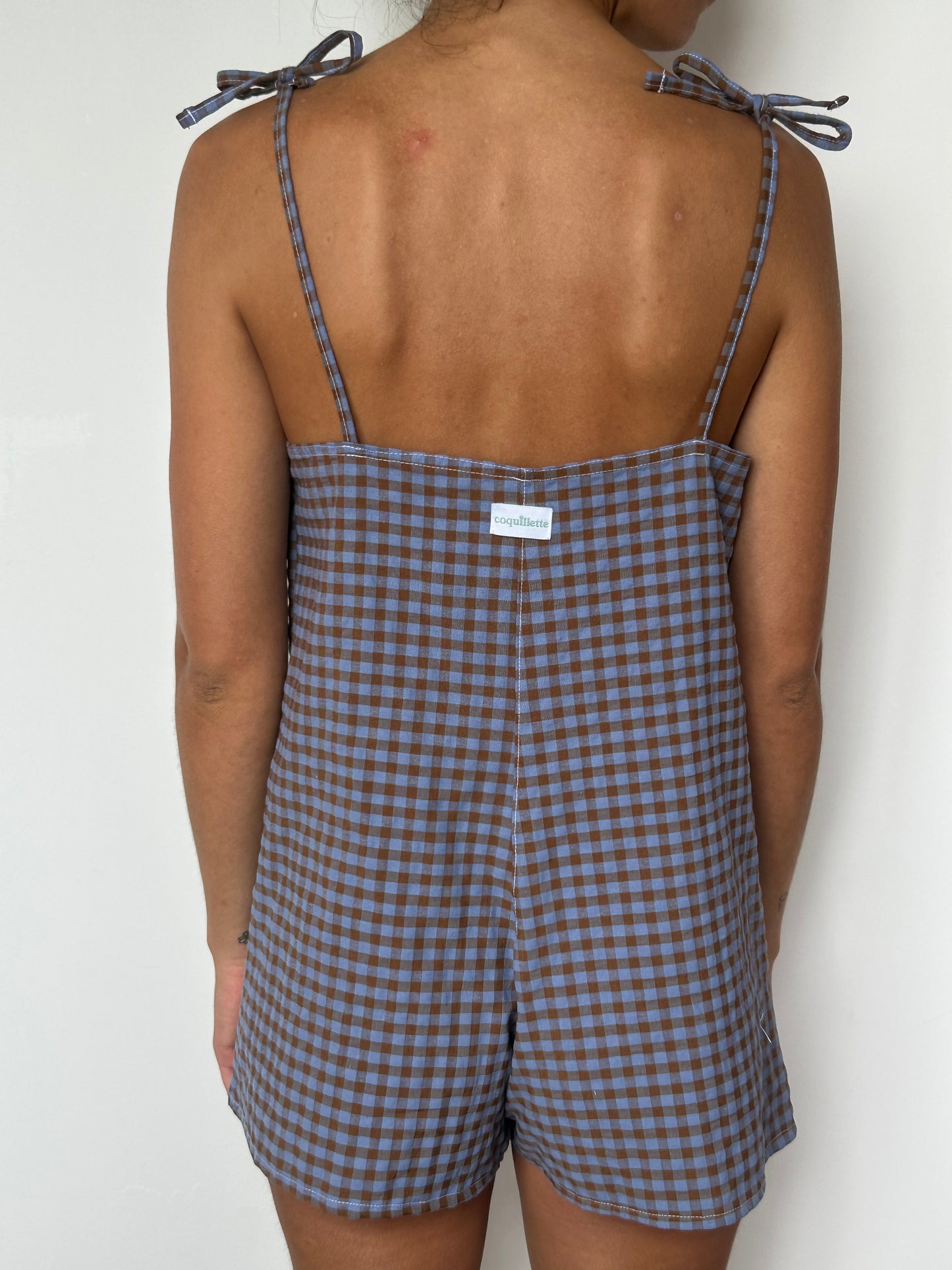 Combishort Vichy Marron Bleu