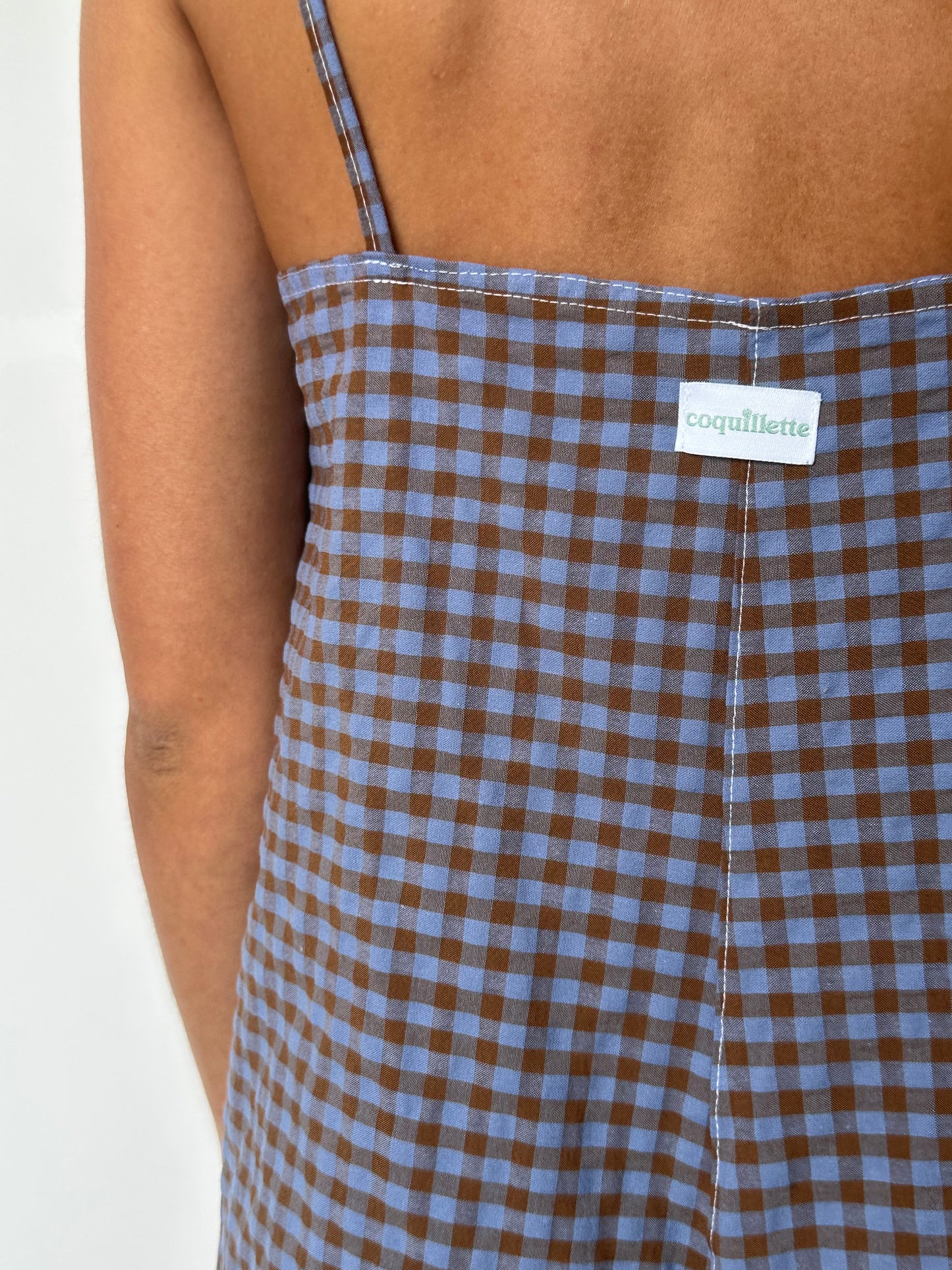 Combishort Vichy Marron Bleu