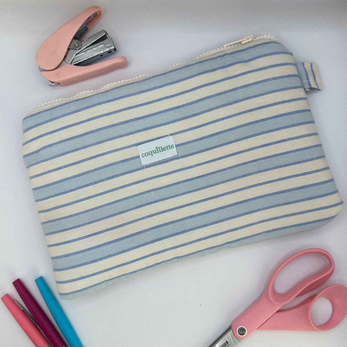 Grande Pochette Bleu Rayée