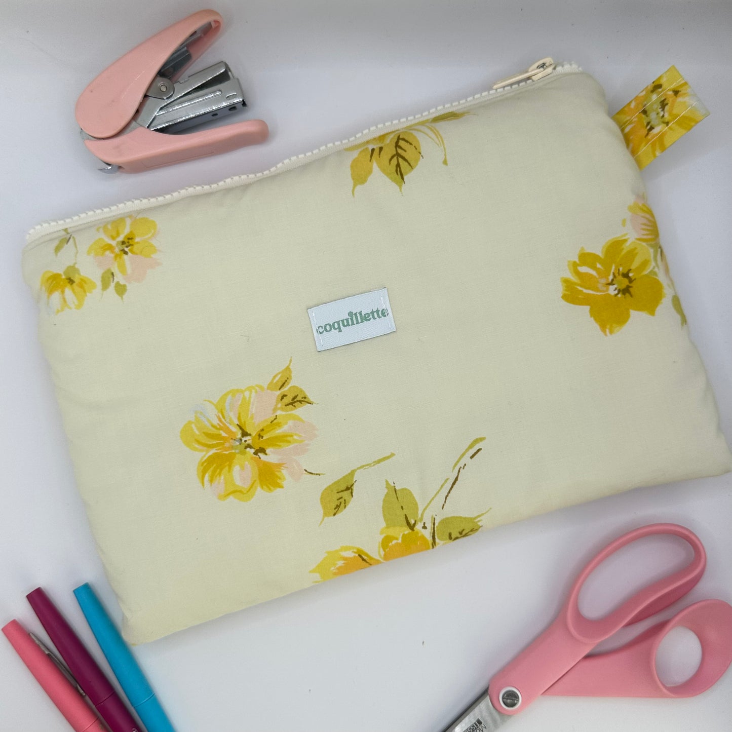 Grande Pochette Fleurs Jaune