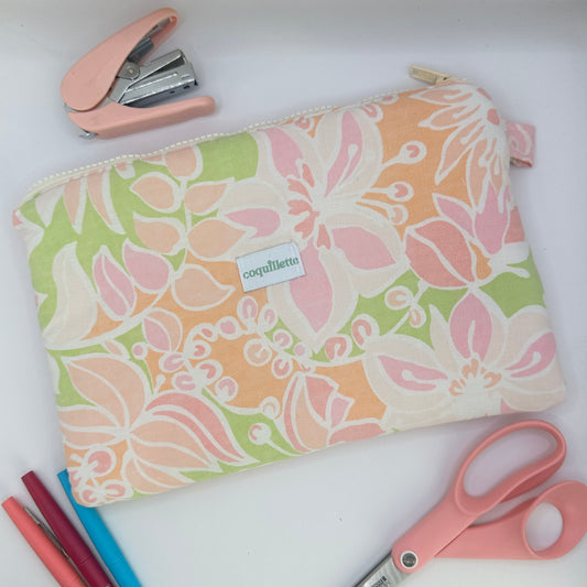 Grande Pochette Pêche Fleurs