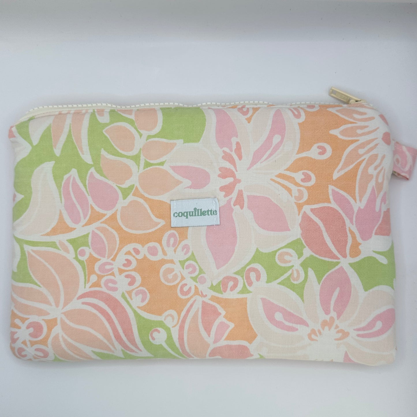 Grande Pochette Pêche Fleurs