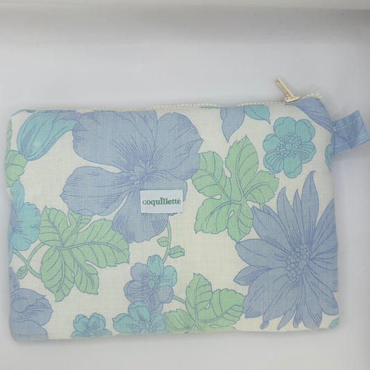 Grande Pochette Fleurs Bleu