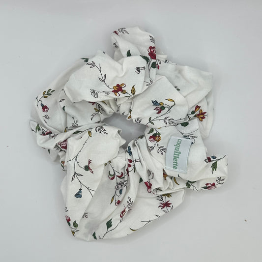 Grand Chouchou Blanc Fleurs Rouge