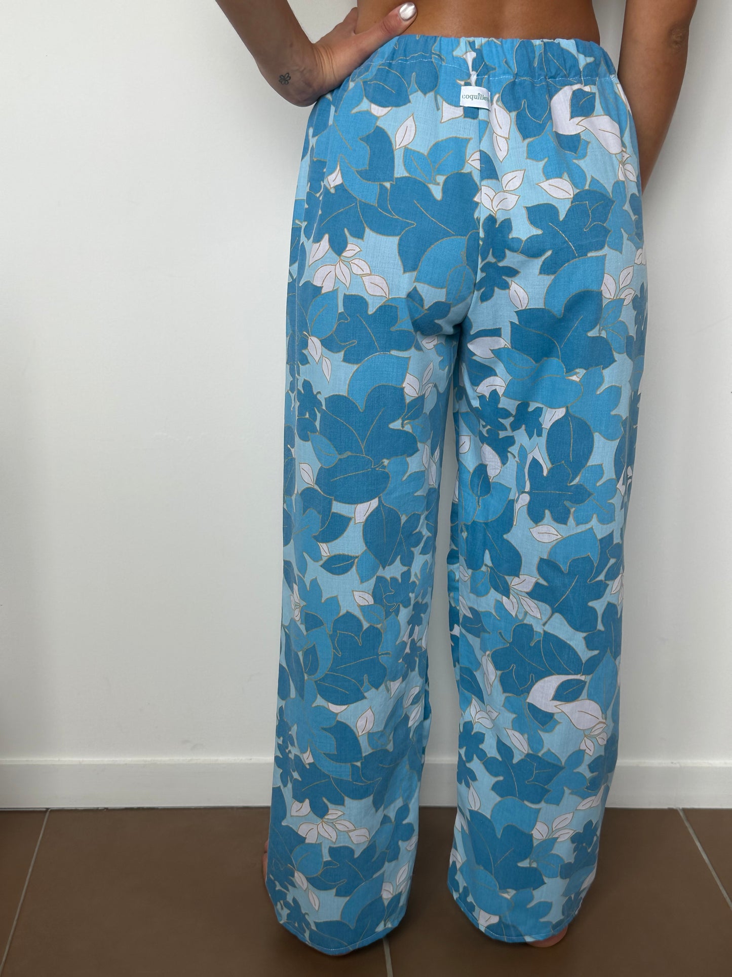 Pantalon Feuille Bleu
