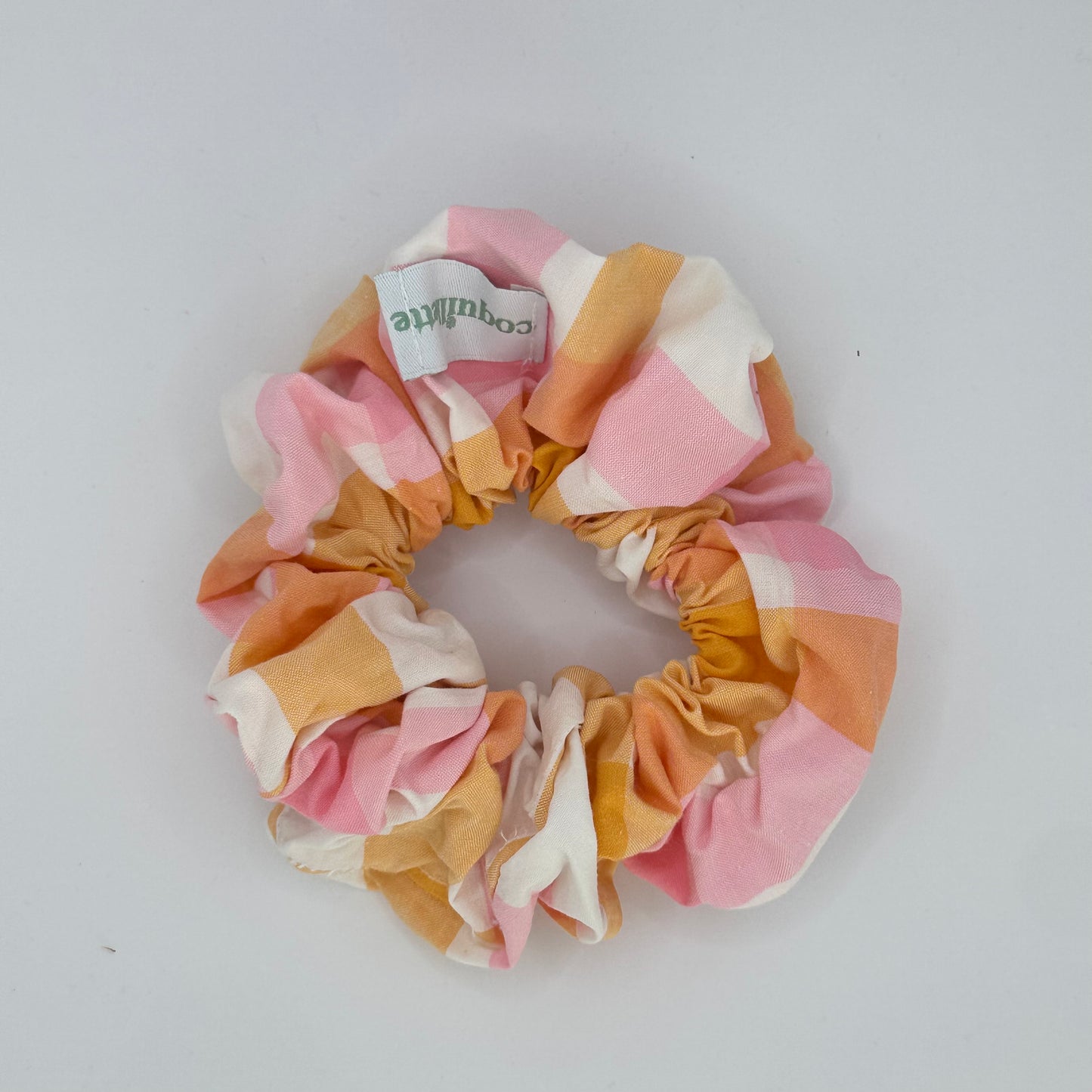 Chouchou Carreaux Orange et Rose