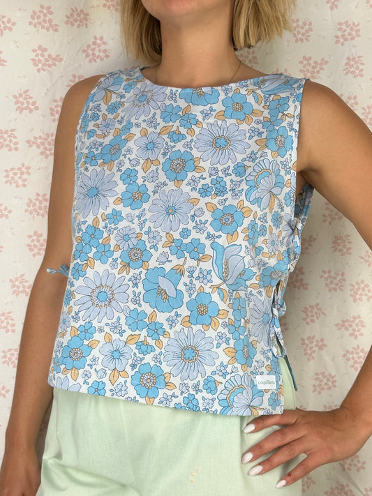 Haut Noeud Fleurs Bleu