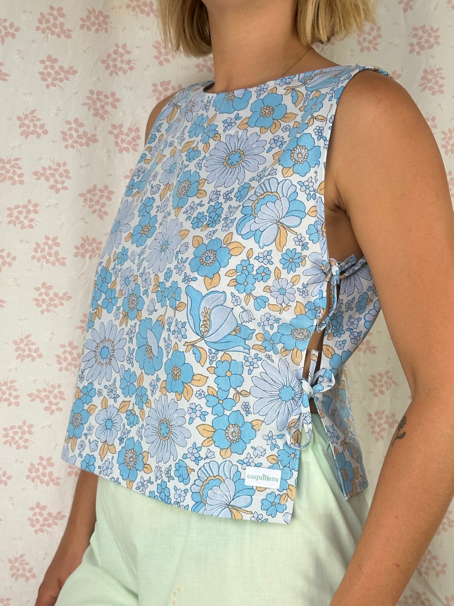 Haut Noeud Fleurs Bleu