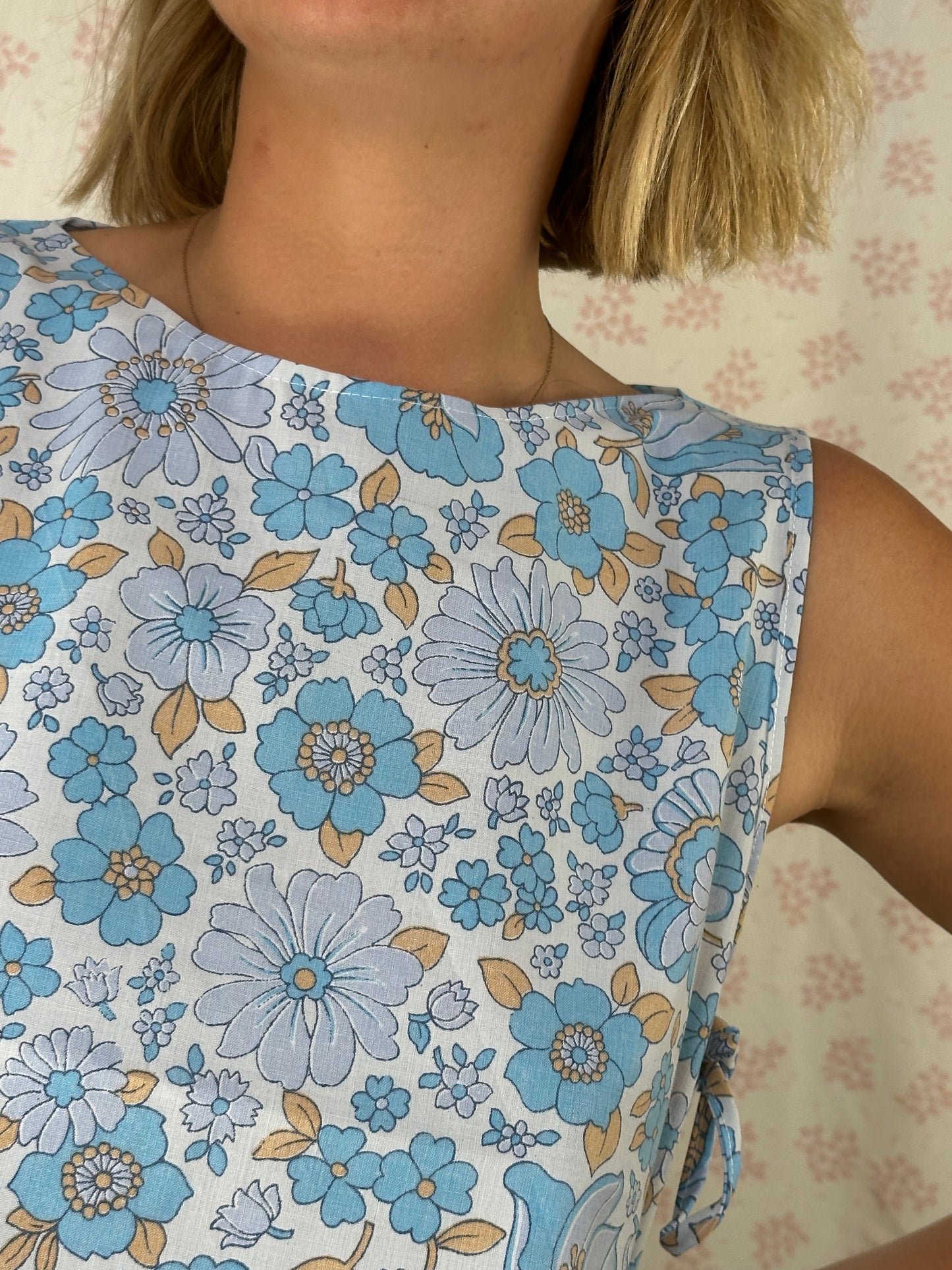 Haut Noeud Fleurs Bleu