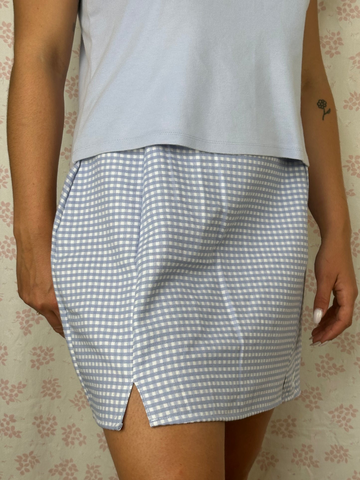 Jupe Vichy Bleu Ciel