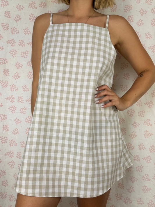 Robe Bretelle Vichy Beige