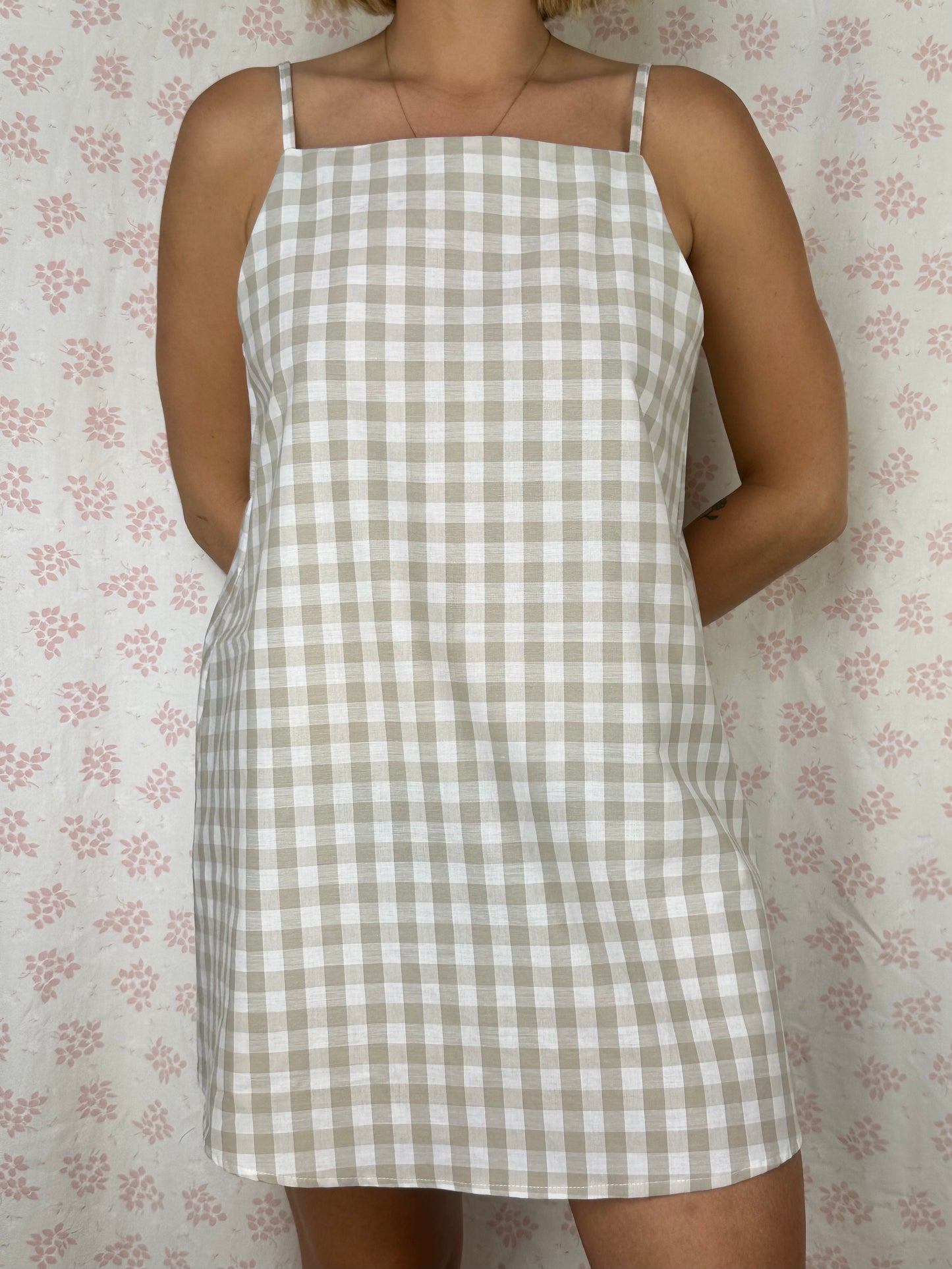 Robe Bretelle Vichy Beige